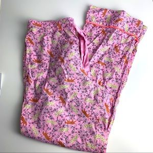 Victoria’s Secret Pink Pajama Lounge Pants Tiger Print Elastic Waist Silky Tie M